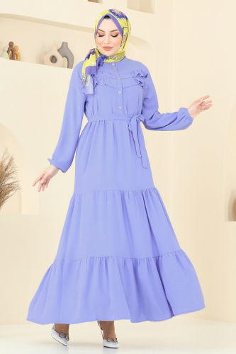 moda selvim Dress 3005BM387 Baby Blue - Thumbnail