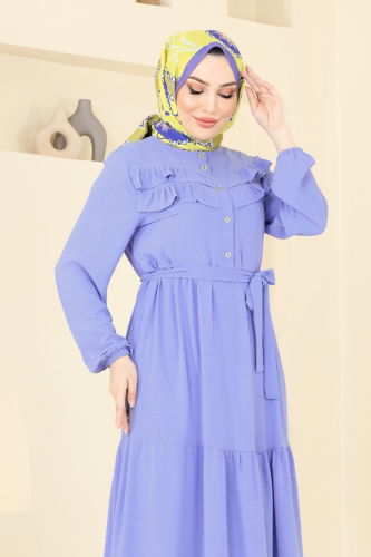 moda selvim Dress 3005BM387 Baby Blue - Thumbnail