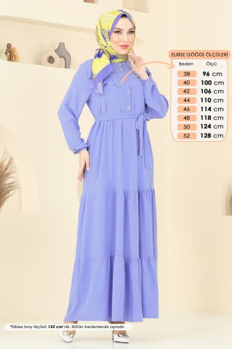 moda selvim Dress 3005BM387 Baby Blue - Thumbnail