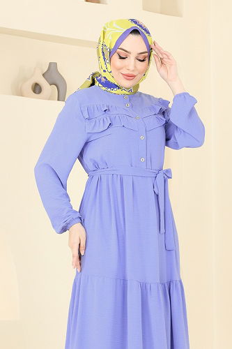 moda selvim الفستان أزرق فاتح 3005BM387 - Thumbnail