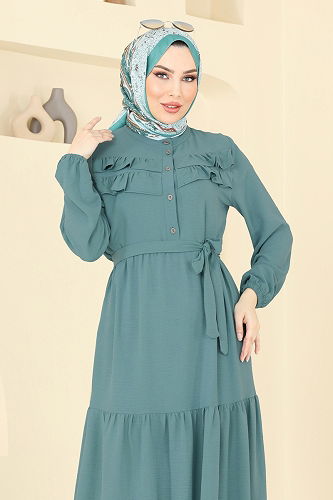 moda selvim Dress 3005BM387 Mint - Thumbnail
