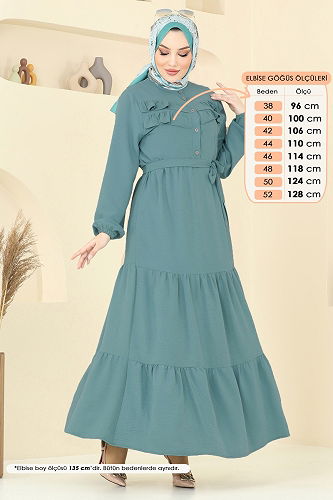 moda selvim Dress 3005BM387 Mint - Thumbnail