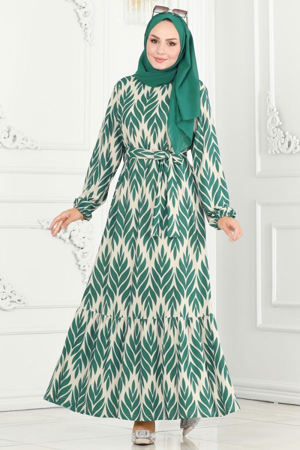 Modaselvim Dress DRESS 3011PM271 Emerald & Vision