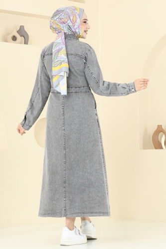 moda selvim Dress 3020MDH809 Washable Grey - Thumbnail