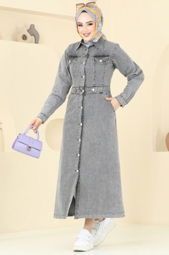 moda selvim Dress 3020MDH809 Washable Grey - Thumbnail
