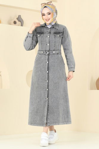 moda selvim Dress 3020MDH809 Washable Grey - Thumbnail