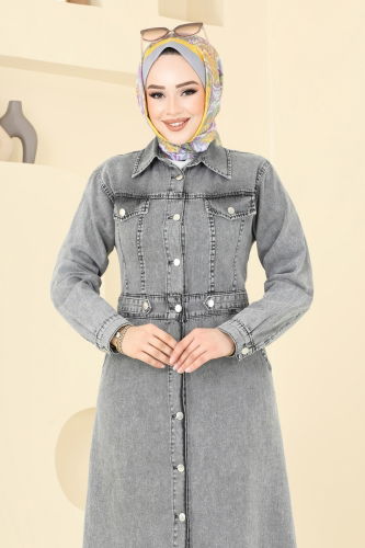 moda selvim Dress 3020MDH809 Washable Grey - Thumbnail