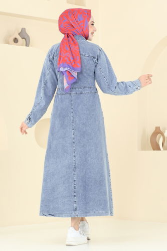 moda selvim الفستان جينز فاتح 3020MDH809 - Thumbnail