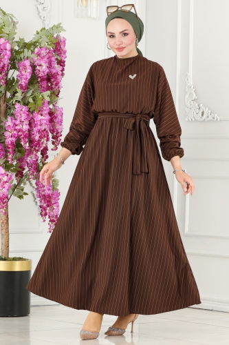 moda selvim Dress 3024HBS856 Brown - Thumbnail