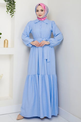 moda selvim Dress 3025HBS856 Baby Blue - Thumbnail