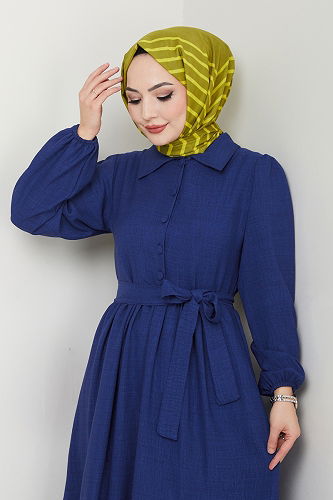 moda selvim Dress 3025HBS856 Navy Blue - Thumbnail