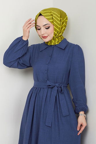 moda selvim الفستان كحلي 3025HBS856 - Thumbnail