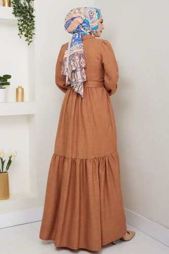 moda selvim Dress 3025HBS856 Tan - Thumbnail