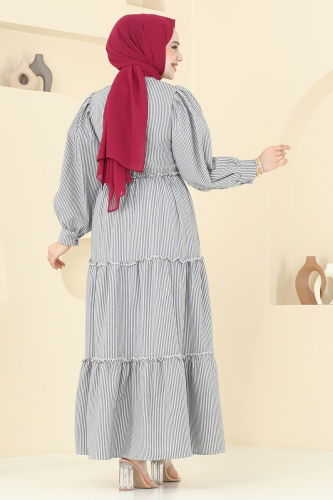 moda selvim الفستان أسود 3025TBL694 - Thumbnail