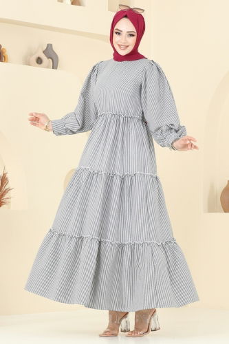 moda selvim الفستان أسود 3025TBL694 - Thumbnail