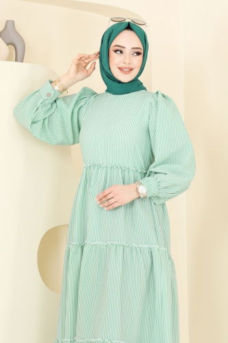 moda selvim الفستان أخضر 3025TBL694 - Thumbnail