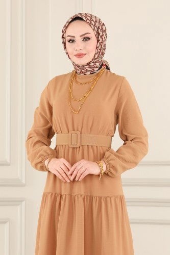 moda selvim 302BM387 لحمي فستان - Thumbnail