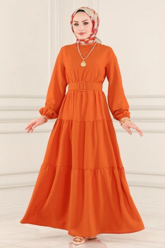 moda selvim Dress 302BM387 Orange - Thumbnail