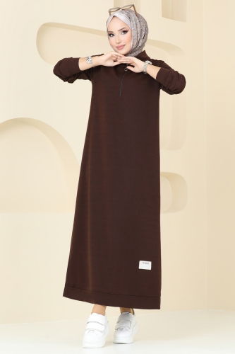 moda selvim Dress 302DVL817 Brown - Thumbnail