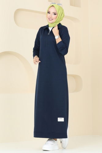 moda selvim Dress 302DVL817 Navy Blue - Thumbnail