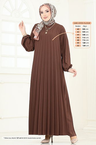 moda selvim Dress 3031HBS856 Brown - Thumbnail