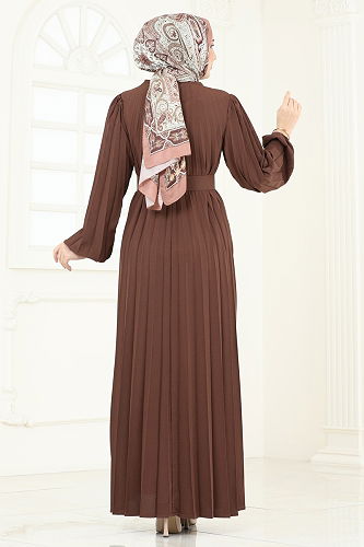 moda selvim Dress 3031HBS856 Brown - Thumbnail