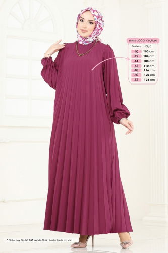 moda selvim Dress 3031HBS856 Burgundy - Thumbnail