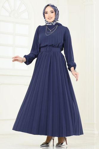 moda selvim Dress 3031HBS856 Navy Blue - Thumbnail