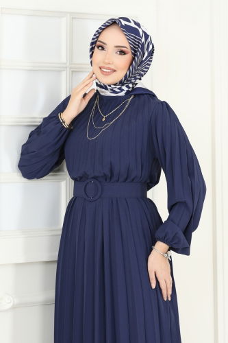 moda selvim Dress 3031HBS856 Navy Blue - Thumbnail