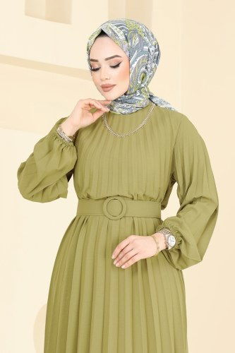 moda selvim Dress 3031HBS856 Oil Green - Thumbnail