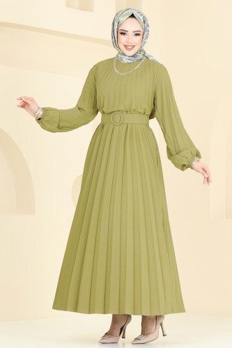 moda selvim الفستان أخضر 3031HBS856 - Thumbnail