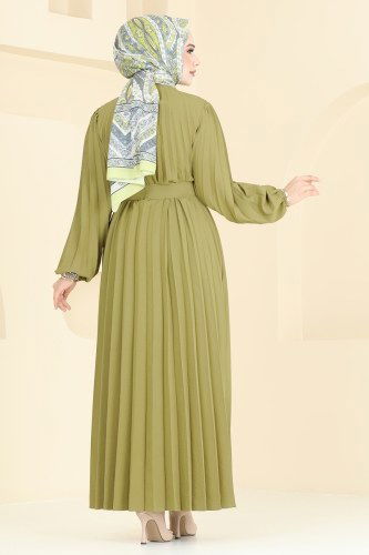 moda selvim الفستان أخضر 3031HBS856 - Thumbnail