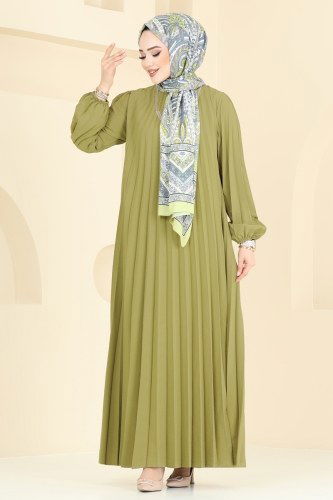 moda selvim الفستان أخضر 3031HBS856 - Thumbnail