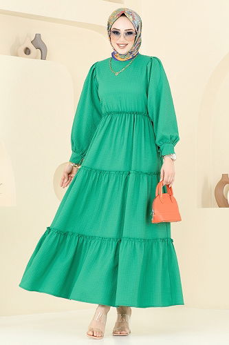 moda selvim الفستان أخضر 3033TBL694 - Thumbnail