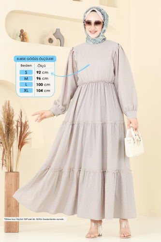 moda selvim الفستان بيج 3033TBL694 - Thumbnail