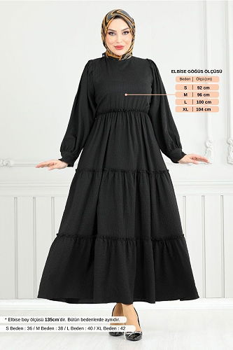 moda selvim Dress 3033TBO1101-M Black - Thumbnail