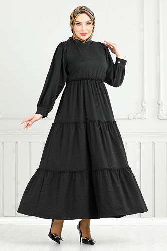 moda selvim Dress 3033TBO1101-M Black - Thumbnail