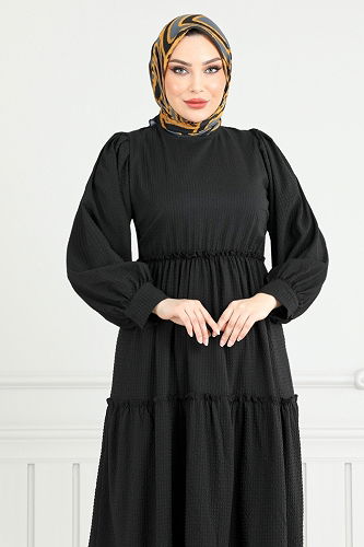 moda selvim Dress 3033TBO1101-M Black - Thumbnail