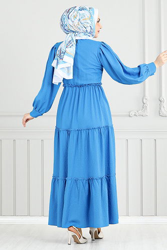 moda selvim الفستان أزرق 3033TBO1101-M - Thumbnail