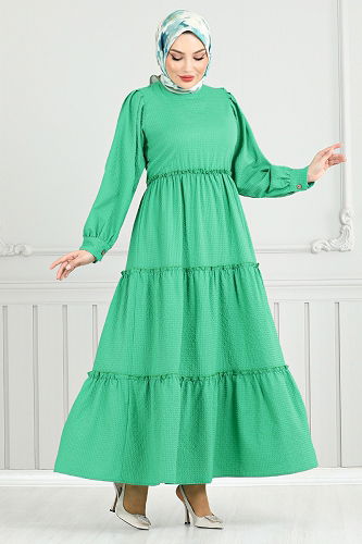 moda selvim Dress 3033TBO1101-M Green - Thumbnail