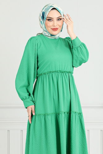 moda selvim الفستان أخضر 3033TBO1101-M - Thumbnail