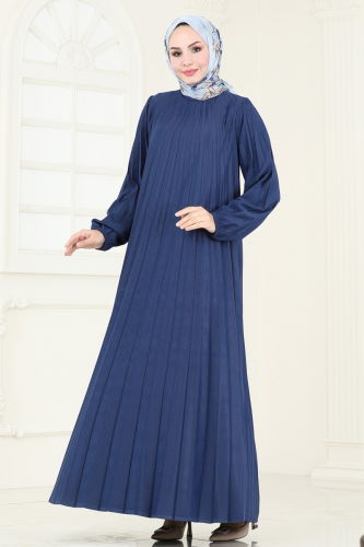 moda selvim Dress 3037HBS856 Navy Blue - Thumbnail