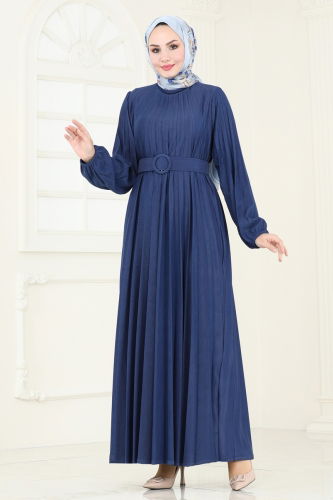 moda selvim Dress 3037HBS856 Navy Blue - Thumbnail