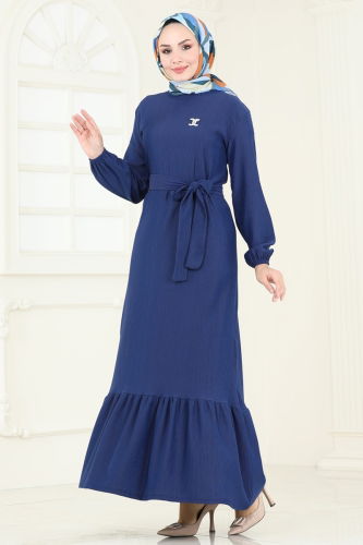 moda selvim Dress 3038HBS856 Navy Blue - Thumbnail