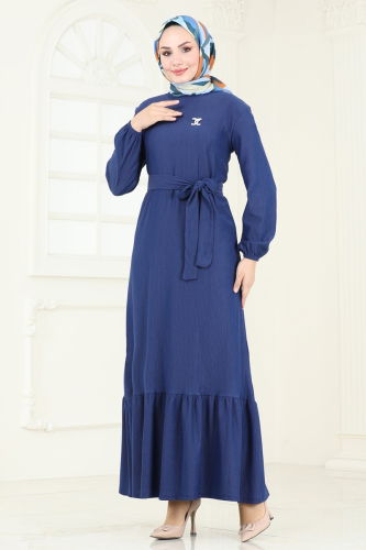 moda selvim Dress 3038HBS856 Navy Blue - Thumbnail