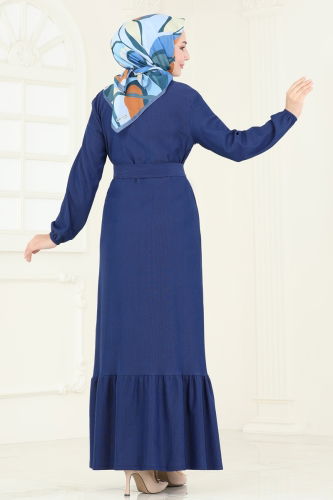 moda selvim Dress 3038HBS856 Navy Blue - Thumbnail