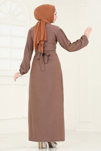 moda selvim Dress 3039HBS856 Brown - Thumbnail