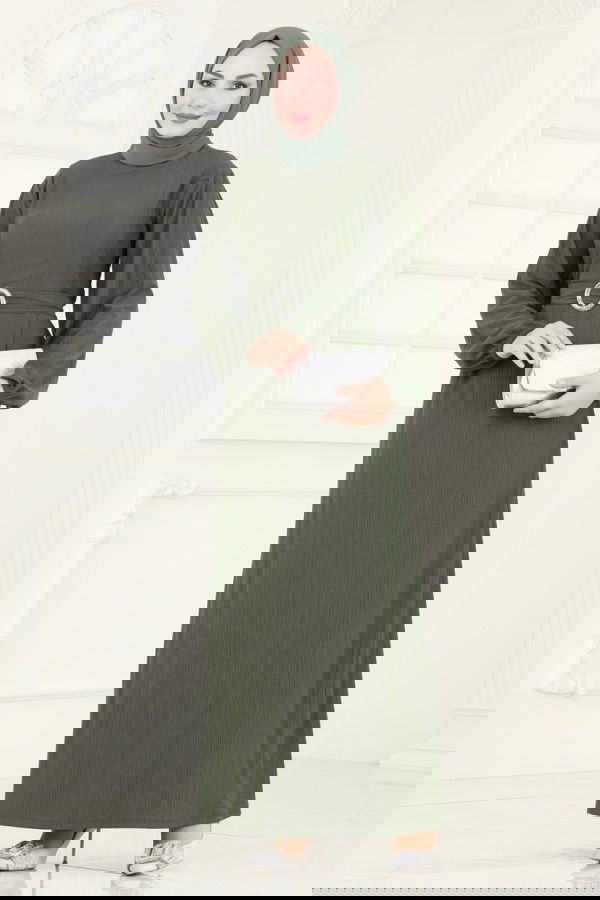 Modaselvim خصم صافٍ20%+20% في سلة التسوق الفستان اخضر عفني 3039HBS856