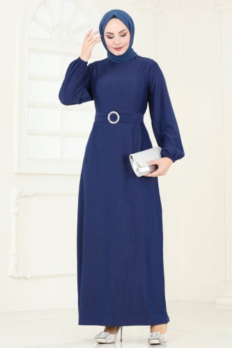 H.B.S. - Dress 3039HBS856 Navy Blue