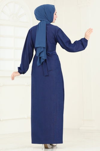 moda selvim Dress 3039HBS856 Navy Blue - Thumbnail